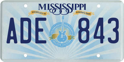 MS license plate ADE843