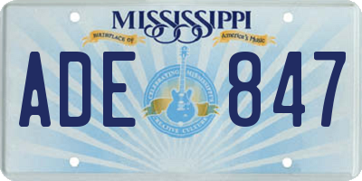 MS license plate ADE847