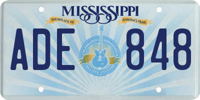 MS license plate ADE848