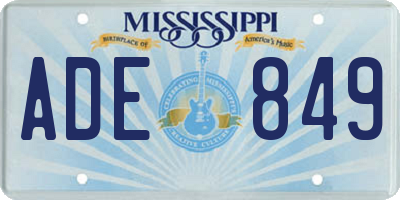 MS license plate ADE849