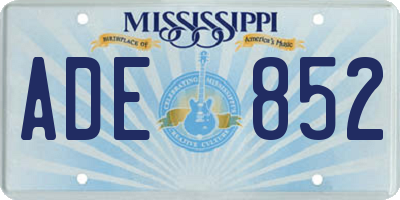 MS license plate ADE852