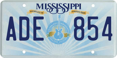 MS license plate ADE854