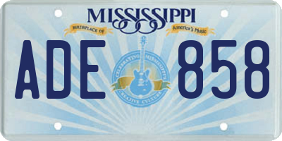 MS license plate ADE858