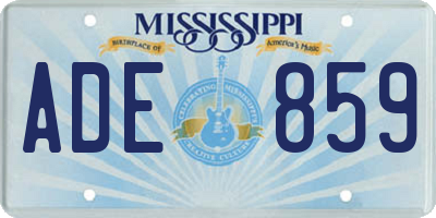 MS license plate ADE859