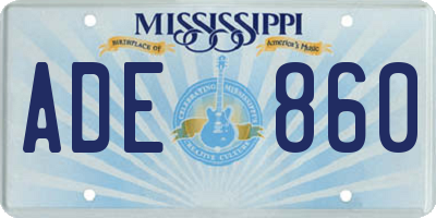 MS license plate ADE860