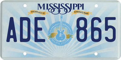 MS license plate ADE865