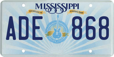 MS license plate ADE868