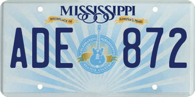 MS license plate ADE872