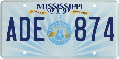 MS license plate ADE874