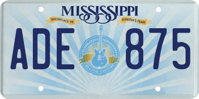 MS license plate ADE875