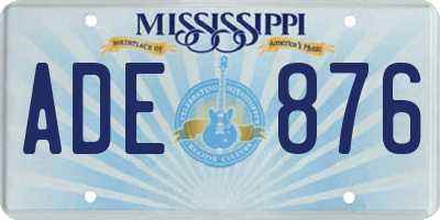 MS license plate ADE876