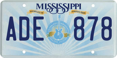 MS license plate ADE878