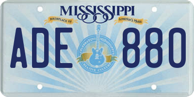 MS license plate ADE880