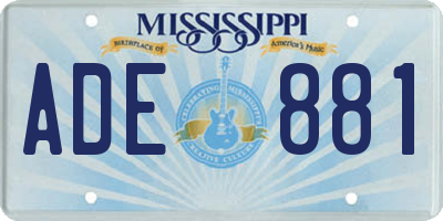 MS license plate ADE881