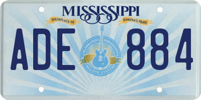 MS license plate ADE884
