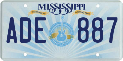 MS license plate ADE887