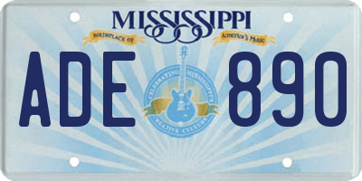 MS license plate ADE890