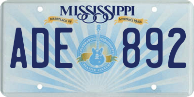 MS license plate ADE892