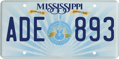 MS license plate ADE893