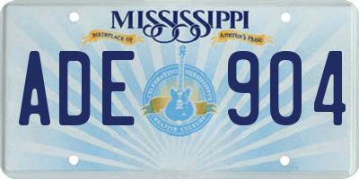 MS license plate ADE904