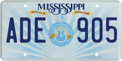 MS license plate ADE905
