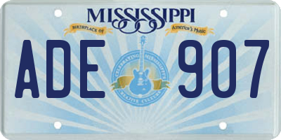 MS license plate ADE907