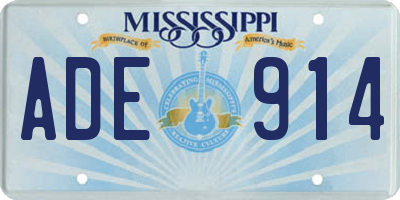 MS license plate ADE914