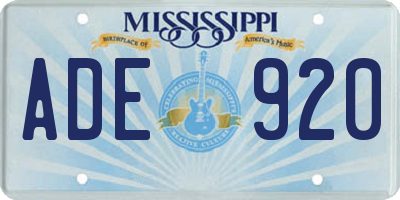 MS license plate ADE920