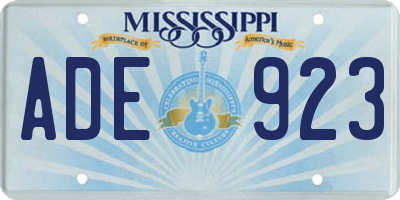 MS license plate ADE923