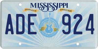 MS license plate ADE924
