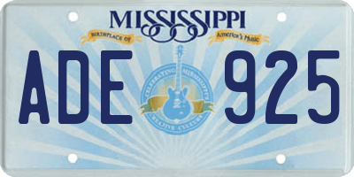 MS license plate ADE925