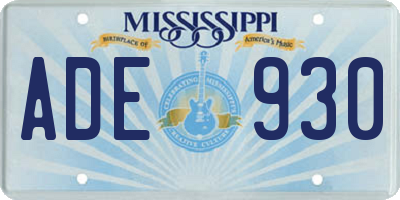 MS license plate ADE930