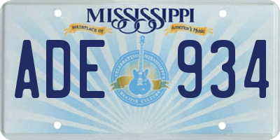 MS license plate ADE934