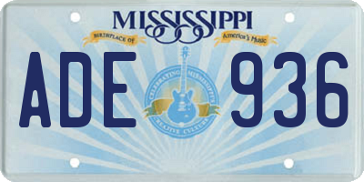 MS license plate ADE936