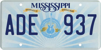 MS license plate ADE937