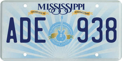 MS license plate ADE938