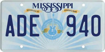 MS license plate ADE940