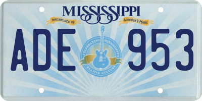 MS license plate ADE953