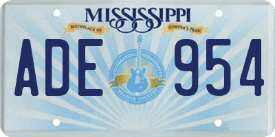 MS license plate ADE954