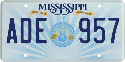MS license plate ADE957