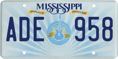 MS license plate ADE958