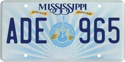 MS license plate ADE965