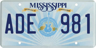 MS license plate ADE981