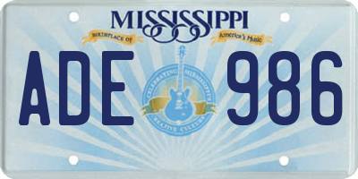 MS license plate ADE986