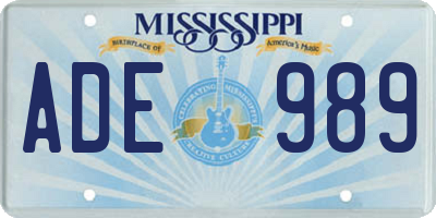 MS license plate ADE989