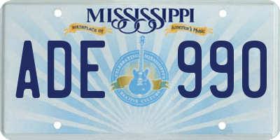 MS license plate ADE990