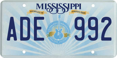 MS license plate ADE992