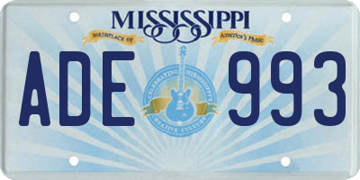 MS license plate ADE993