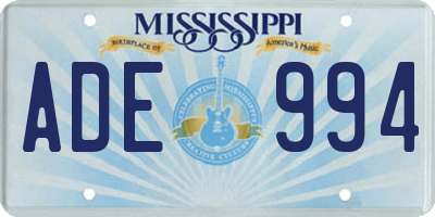 MS license plate ADE994