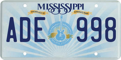 MS license plate ADE998